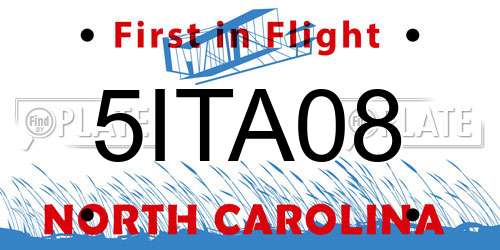 5ITA08 North Carolina License Plate