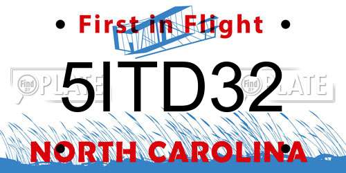 5ITD32 North Carolina License Plate