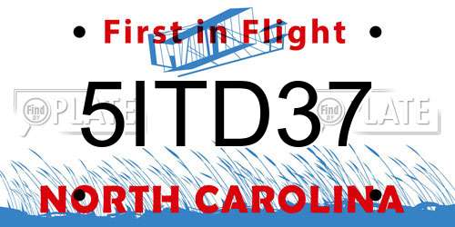 5ITD37 North Carolina License Plate