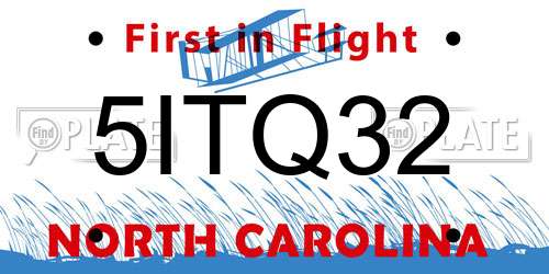 5ITQ32 North Carolina License Plate