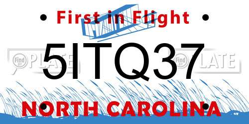 5ITQ37 North Carolina License Plate