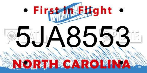 5JA8553 North Carolina License Plate