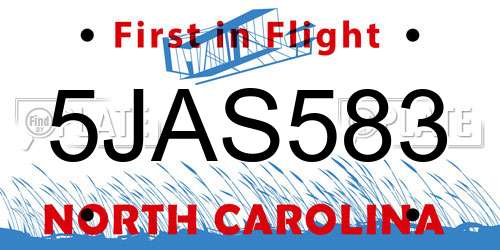 5JAS583 North Carolina License Plate