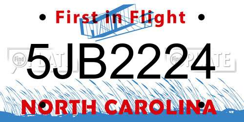5JB2224 North Carolina License Plate