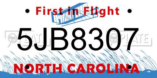 5JB8307 North Carolina License Plate