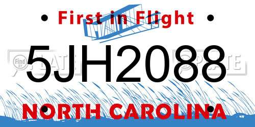 5JH2088 North Carolina License Plate