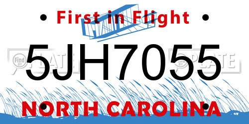 5JH7055 North Carolina License Plate