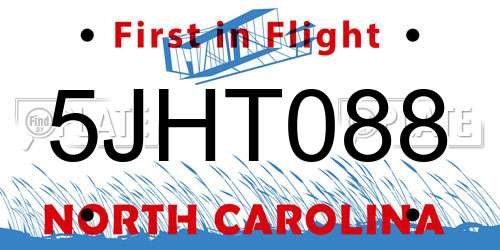 5JHT088 North Carolina License Plate