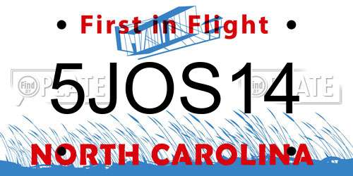 5JOS14 North Carolina License Plate