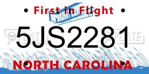 5JS2281 North Carolina License Plate