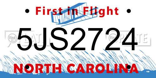 5JS2724 North Carolina License Plate