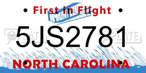 5JS2781 North Carolina License Plate