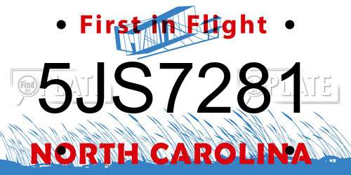 5JS7281 North Carolina License Plate