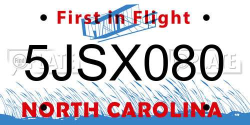 5JSX080 North Carolina License Plate