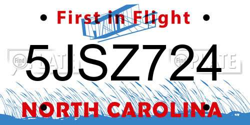 5JSZ724 North Carolina License Plate