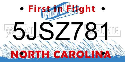 5JSZ781 North Carolina License Plate