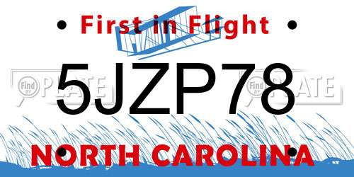 5JZP78 North Carolina License Plate