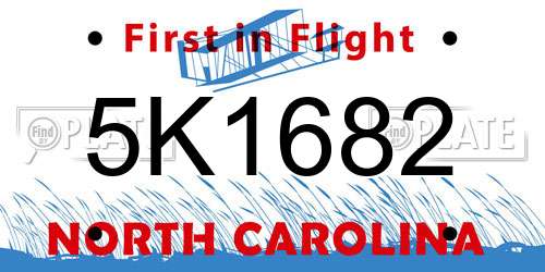 5K1682 North Carolina License Plate