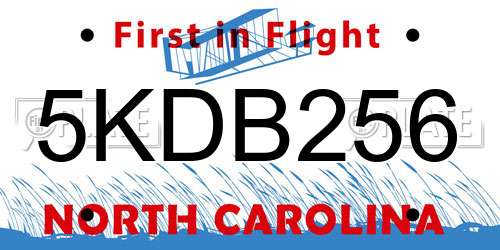 5KDB256 North Carolina License Plate