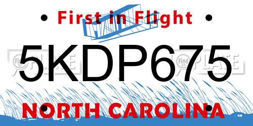 5KDP675 North Carolina License Plate