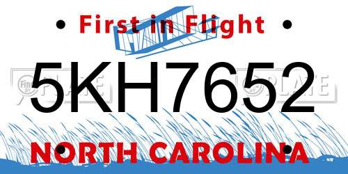 5KH7652 North Carolina License Plate