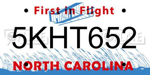 5KHT652 North Carolina License Plate