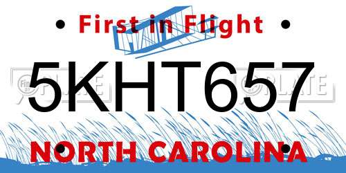 5KHT657 North Carolina License Plate