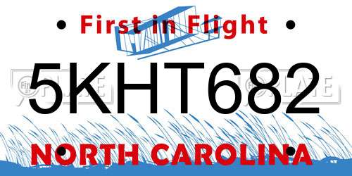 5KHT682 North Carolina License Plate