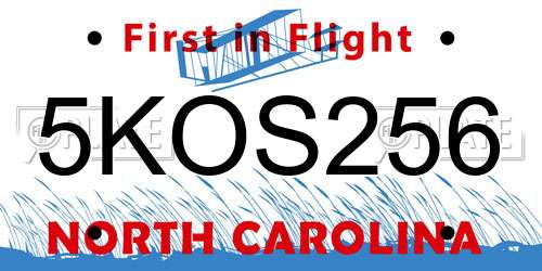 5KOS256 North Carolina License Plate
