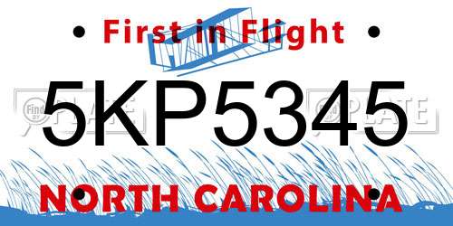 5KP5345 North Carolina License Plate