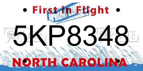 5KP8348 North Carolina License Plate