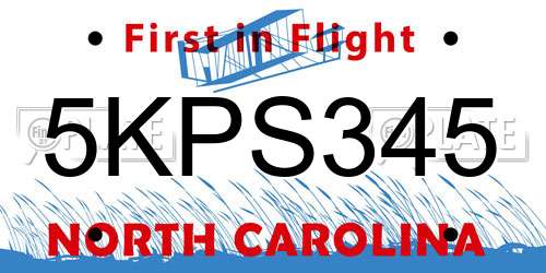 5KPS345 North Carolina License Plate