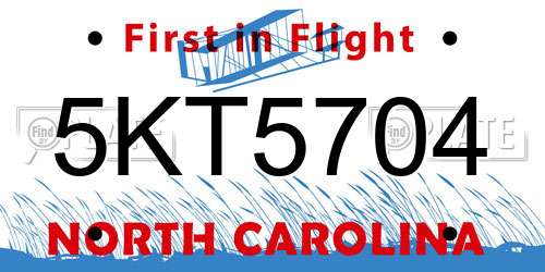 5KT5704 North Carolina License Plate