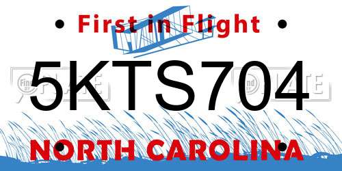 5KTS704 North Carolina License Plate