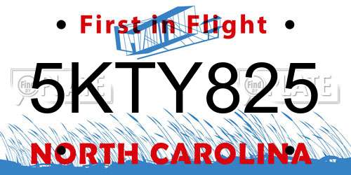 5KTY825 North Carolina License Plate