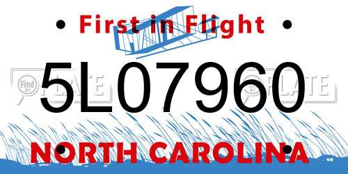 5L07960 North Carolina License Plate