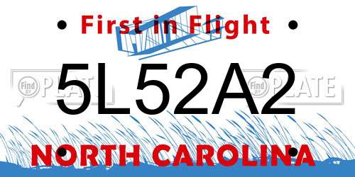 5L52A2 North Carolina License Plate