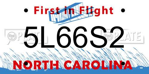 5L66S2 North Carolina License Plate