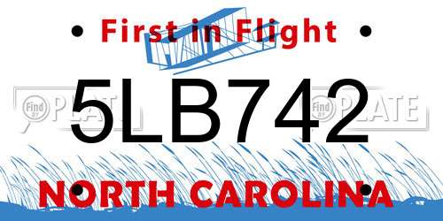 5LB742 North Carolina License Plate