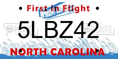 5LBZ42 North Carolina License Plate
