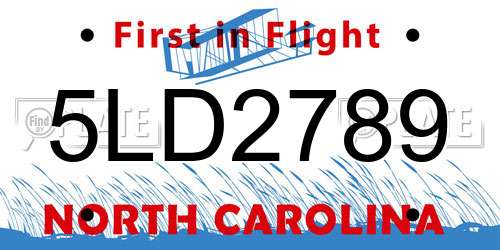5LD2789 North Carolina License Plate
