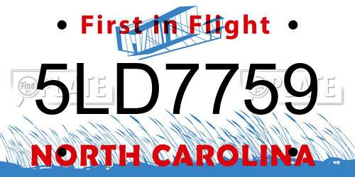 5LD7759 North Carolina License Plate