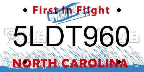 5LDT960 North Carolina License Plate