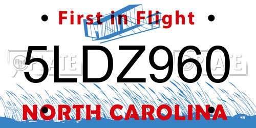 5LDZ960 North Carolina License Plate