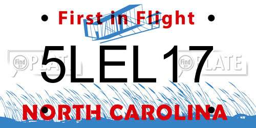5LEL17 North Carolina License Plate