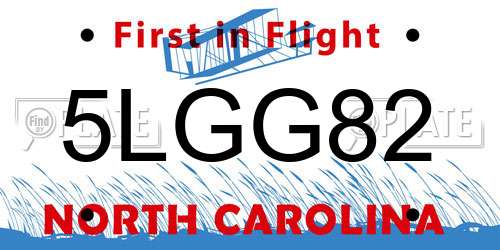 5LGG82 North Carolina License Plate