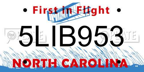 5LIB953 North Carolina License Plate