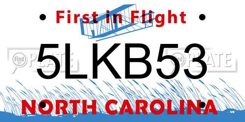 5LKB53 North Carolina License Plate