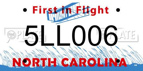 5LL006 North Carolina License Plate