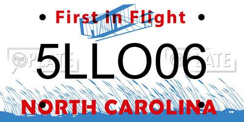 5LLO06 North Carolina License Plate